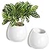 MyGift 4 Inch Small Wall Mounted Ceramic Flower Plant Vase, Succulent Planter Pots, Set of 2, White