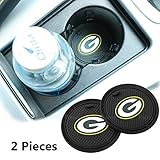 2 Pack 2.75 inch for Green Bay Packers Car Interior Accessories Anti Slip Cup Mat for All Vehicles (Green Bay Packers)