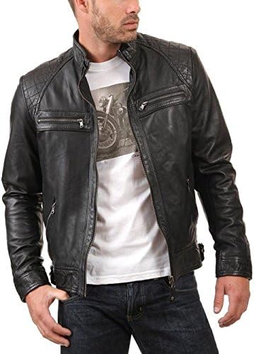 NBENTERPRISES Genuine Leather Biker Bomber Jacket (L)