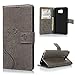 Note 5 Case,Samsung Galaxy Note 5 Case - Badalink Fashion Wallet PU Leather with Embossed Flowers Butterfly [Card Holders] Flip Cover with Hand Strap & 3D Cute Elephant Dust Plug & Stylus Pen - Gray