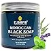 Elbahya 2 in 1 Pack Moroccan Black Soap & Exfoliating Mitt Glove, With Olive, Peppermint & Eucalyptus Essential Oil 10.58 oz / 300g