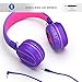 Artix Bluetooth Wireless Headphones, Lightweight & Foldable On Ear Earphones NRGSound RS7, for Work, Travel, Sport, Running, 3.5mm Cable Included for Wired Use Great for Kids/Teens/Adults (Purple)