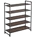 SONGMICS ULMR25BX ,5-Tier Shoe Rack , Open Storage Rack, Adjustable Shelves, Industrial Style Iron, for Shoes Plants Books Decorations, Matte Black