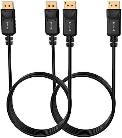 DisplayPort Cable, 6 Feet, 2 Pack, Moread Gold-Plated Display Port Cable (4K@60Hz, 1440p@144Hz) DP Cable for Computer, Desktop, Laptop, PC, Monitor, Projector, Dell, ASUS, and More - Black