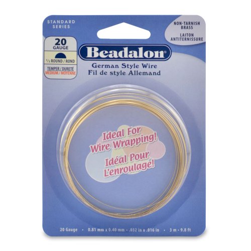 Beadalon Half Round Non-Tarnish Brass 20-Gauge Wire, 3-Meters