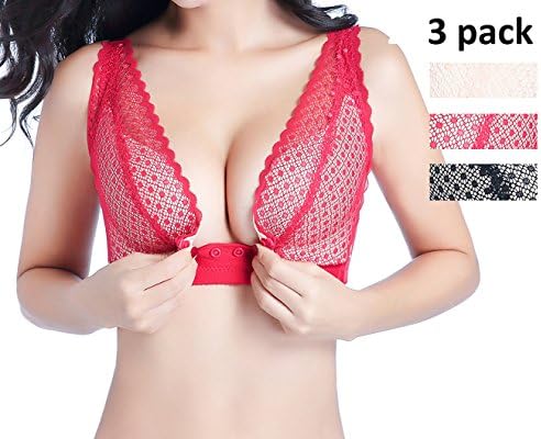 Orilife Women Lace VS Push up Nursing Bra with Fron Button