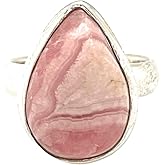 Natural Pink Rhodocrosite 925 Sterling Silver Ring Size 5.25