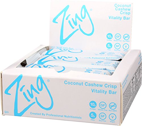 Zing Vital Energy Nutrition Bar, Coconut Cashew Crisp, (12 Bars), High Protein, High Fiber, Low Sugar, Coconut Flakes, Cashew Butter, Crisp Quinoa, Vegan - Thumbnail 4