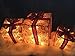 Lighted Burlap Floral Gift Boxes Presents Outdoor Christmas Decoration Set of 3