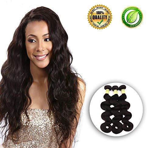 Human Hair Bundles of Brazilian Hair No Tangle No Shedding 100% Remy Virgin Unprocessed Human Hair Weft 10A Grade Body Weave 3 Bundles 300g Natural Black Color Human Hair Extensions (12 14 16)