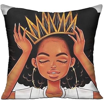 SARA NELL Velvet Throw Black Girl Pillow Case,African American Women Girl with Crown,Pillow Cover Afro Girls Queen Decorative 18X18 in Pillowcase Cushion Covers with Zipper