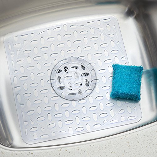 Sink Mat, BliGli Eco-friendly Kitchen Sink Protector, Made of Durable PVC Plastic, Good Protection for Stainless Steel sink, Dinnerware, Square,11.8 x 11.8In, Frosted Clear (2Pack)
