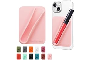 Nottnnut Lip Gloss Holder Phone Case Lipstick Lip Glaze Phone Case Self-Adhesive Silicone Cell Phone Case with Lip Gloss Holder for iPhone and Android Phones, Rectangular Pink