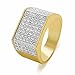 LuReen Gold/Silver Twotone Square CZ Bling Bling Iced Out Hip Hop Rings for Men
