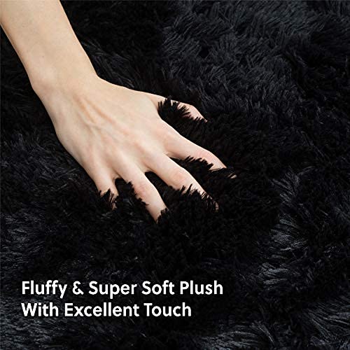 Bedsure Shag Area Rug for Bedroom Fluffy Black Rug for Living Room 4