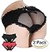 Meetyoo 2 Pack Women Sexy mesh Hollow Panties Lace Floral Open Underwear with Bow Tie