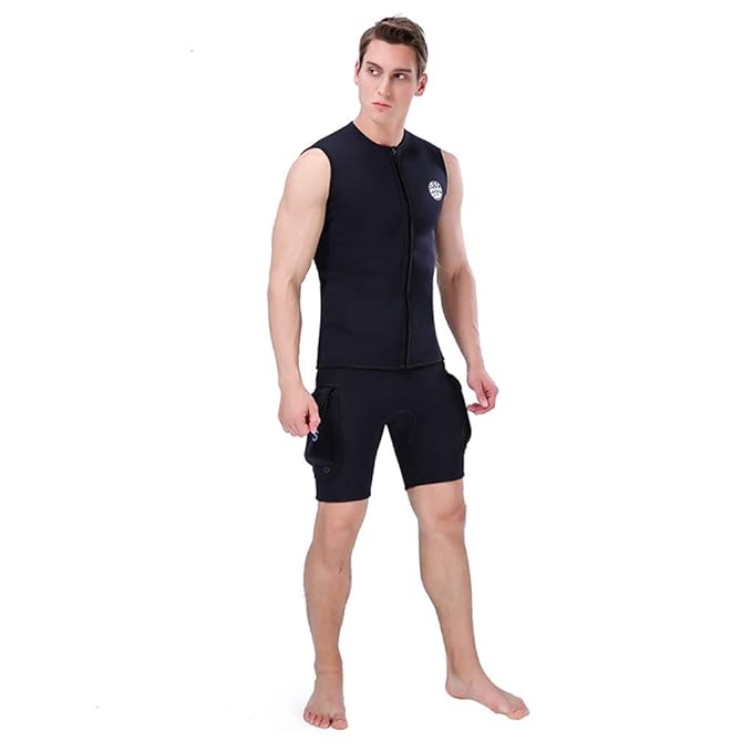 EUCoo_ Wetsuit Herren Tauchanzug Weste Mode Enge Wasserdichte Schwarze Neopren Surf Bekleidung äRmellos 3mm Eucoo
