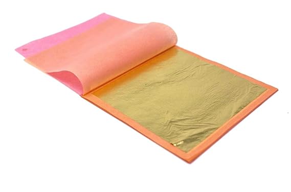 SLO FOOD GROUP Essbares Blattgold 24 Karat (25 Blatt Blattgold pro Buch) 3.15 in von 3.15 in Gold