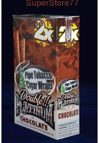 SuperStore77 Double Platinum Chocolate 1 Box of 25 Pouches 2 Wraps Total 50 Papers Free Trademark Gift Included