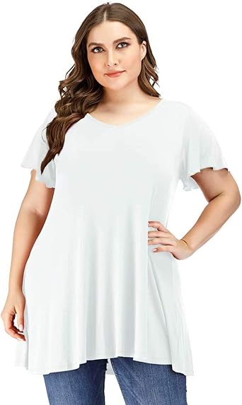 women's plus size white tunic top