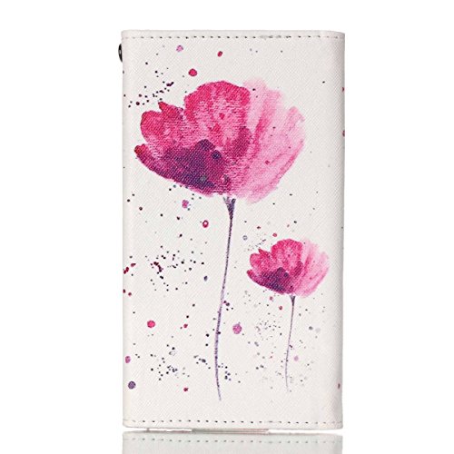 Lumia 1520 Case,Universal Wallet Clutch Bag Carrying Flip Leather Smartphone Case with Card Slots for Nokia Lumia 1520 -Pink Flower Style