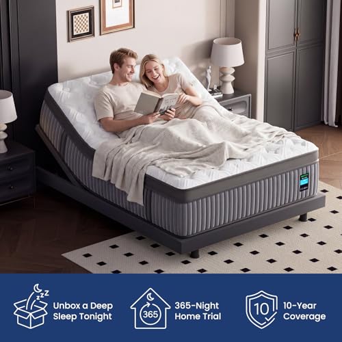 BedStory 14 Inch Queen Mattress - Medium Firm Hybrid Queen Size Bed Mattress in a Box, Matelas Queen for Extra Support & Pressure Relief, CertiPUR-US Certified, 365-Night Trial