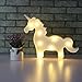 Pooqla White Unicorn Shaped Animal Light Table Lamp 3D Marquee Unicorn Sign Marquee Letter Nightlight Home Decoration Battery Operated