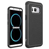 Samsung Galaxy S8 Case, Laxier Lightweight Slim Thin Soft Silicone + Hard PC Plastic Dual Layer Rubber Bumper Protective Phone Cover (just for the regular size S 8, not fit S 8 plus)(black)
