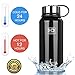 Hiwill Stainless Steel Vacuum Insulated Water Bottle, 24Hrs Cold,12Hrs Hot, 21OZ-50OZ Double Wall Thermos Flask, Travel Sports Leak Proof Drinking Bottle with Metal Strainer, BPA Free (Black, 21oz)