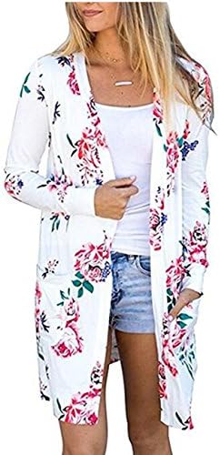 ISYITLTY Women's Floral Print Cardigan Thin Long Sleeve Kimono Wrap Coverup Tops Blouse L