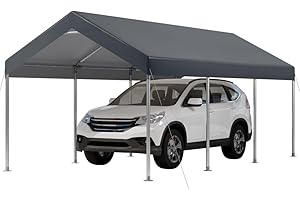VerisShade 10x20FT Carport, Car Canopy, Portable Garage, Easy to Assemble, Carport Canopy 10x20FT Heavy Duty for Car, Bike, Boat, Party (Gray)