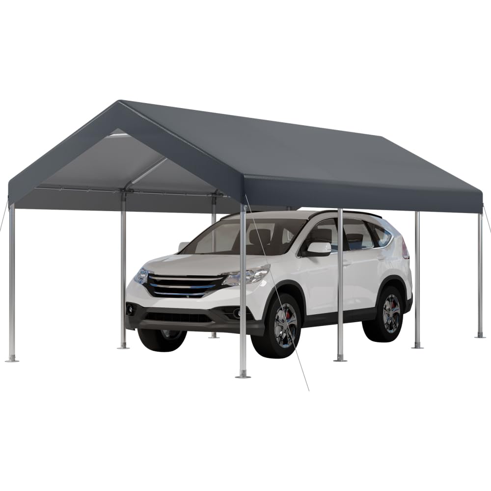 Photo 1 of VerisShade 12x20FT Carport, Car Canopy, Portable Garage, Easy to Assemble, Carport Canopy 12x20FT Heavy Duty for Car, Bike, Boat, Party (Gray)