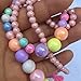Amkaka Kids Jewelry Colorful Stretch Necklace Bracelet Set for Little Girls, Toddlers, Children