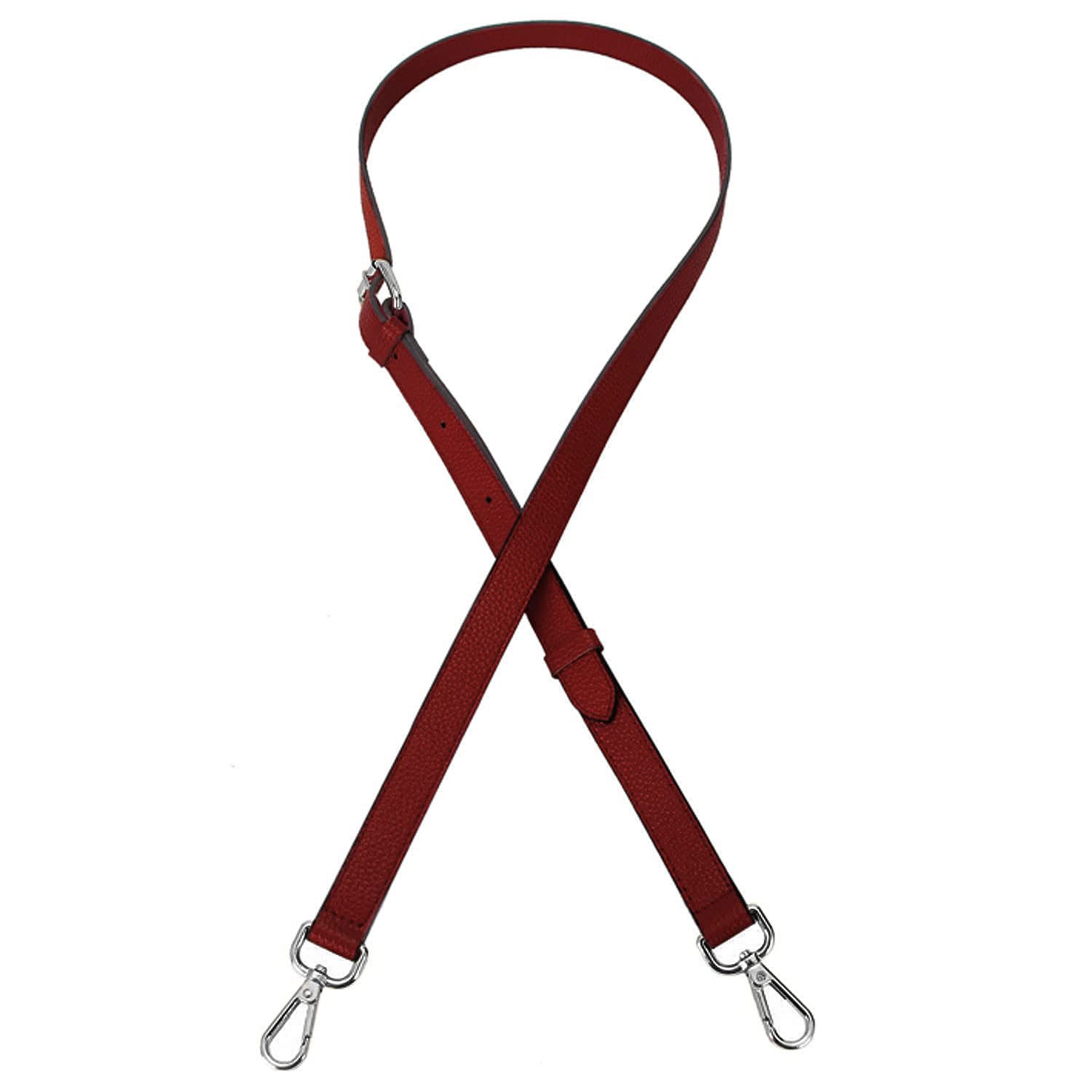 Live up Full Grain Leather Adjustable Replacement Cross Body Purse Shoulder Strap Handbag Bag Wallet, 2/3” Wide (Wine Red-Gun Buckles)