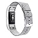bayite Canvas Bands Compatible Fitbit Charge 2, Soft Classic Replacement Wristband Straps Women Men, Grey Small (5.5-6.7 Inch)