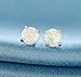 GEMSME 18K White Gold Plated 8mm Round Opal Stud Earrings For Women