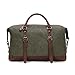 Kattee Genuine Leather Trim Canvas Travel Duffel Bag (Army Green, Large)