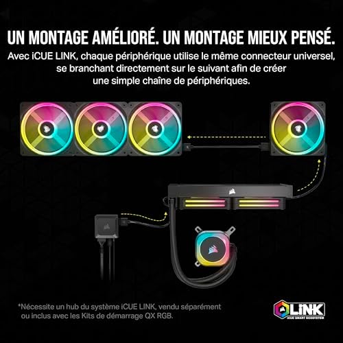 iCUE Link QX140 RGB à Dôme Magnétique de 140mm Ventilateur - Noir