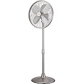 Good Housekeeping 92654-BN All-Metal 16" Retro Living Dining Conference Room Pedestal Stand Fan with Wide Oscillation, 3-Spee
