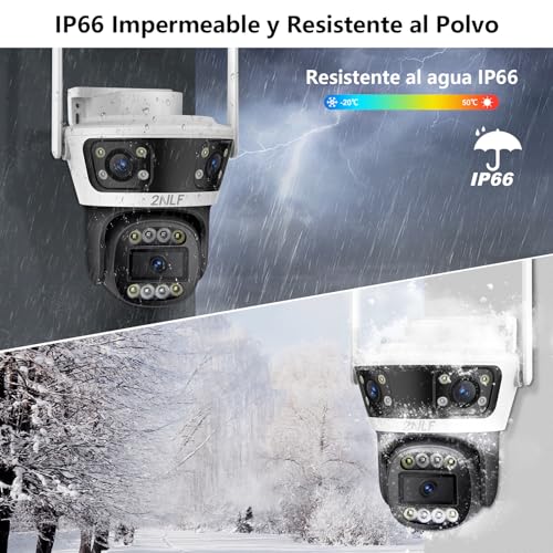 2NLF Cámara de Seguridad Exterior de 12MP con 360° PTZ, 3 Lentes Cámara WiFi con Visión Nocturna a Color, Zoom Digital 10X, Detección de Movimiento y Audio Bidireccional, Resistente al Agua IP66