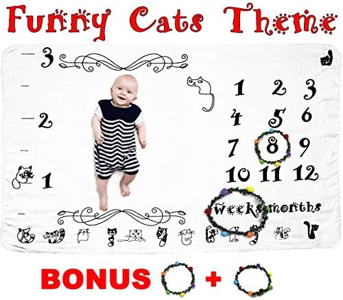 Baby Milestone Blanket by Verinca Fleece Soft & Large 60x40" Unisex Theme Suits Baby Boys & Girls Monthly Milestone Blanket Baby Photography Prop Baby Blanket with Months Baby Shower Gift Newborn Gift