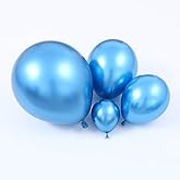 100pcs Metallic Blue Latex Balloons Various Sizes Chrome Balloon 18/12/10/5 inch Helium Balloon Perfect for Birthday Valentines Baby Shower Bridal Shower Wedding Anniversary Balloons (Blue)