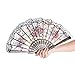 32 Pack Spanish Floral Folding Hand Fan Women Vintage Retro Pattern Fabric Fans (8 Different Patterns)