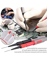 Bionso   Juego de cables multimetro de 21 piezas, profesional y actualizado, con sondas de multímetro doradas reemplazables, pinzas de cocodrilo, ganchos de prueba y pines de sonda trasera.