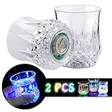 Shot Glasses [2 PCS],DiDaDi Automatic Water Activated Colorful Flashing LED Light Up Flash Blinking Beer Wine Whisky Vodka Martini Drinkware Glow Glasses Mugs for Bar Club Christmas Party Supplies