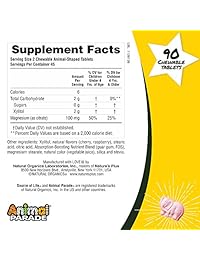 Natures Plus - Animal Parade MagKidz, 90 comprimidos masticables, sin azúcar, 1