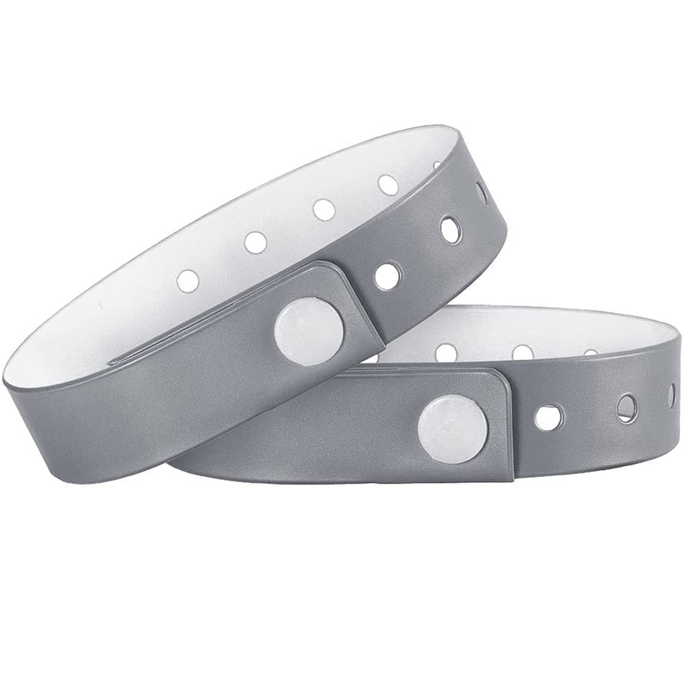 Ouchan Silver Plastic Wristbands - 100 Pack Vinyl Wristbands for Events