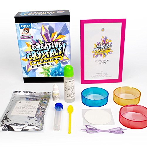 Crystal Science Experiments Kit for kids - 6 Cool Projects Growing Crystal Set with Step by Step Instruction Manual â€“ Everything Included