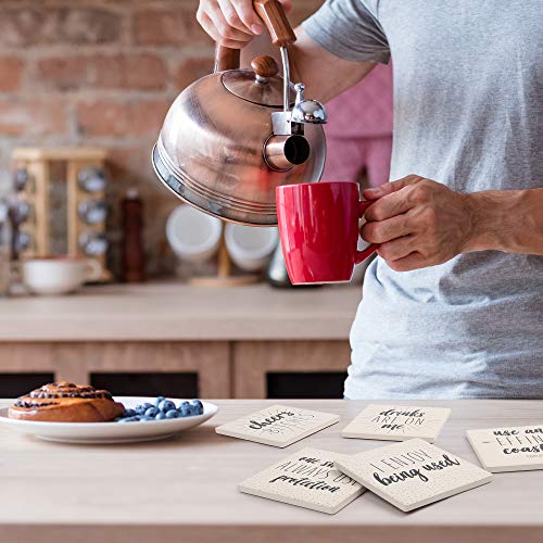 LotFancy Funny Coasters for Drinks Absorbent, Set of 6, 4\