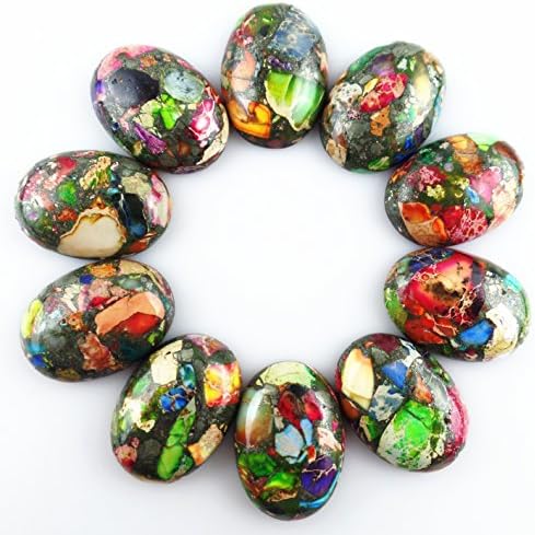 JCGJ Semi Precious Stones,Healing Jasper Stone Oval Cab Cabochon for Jewelry Making(25x18x7mm,10pcs)